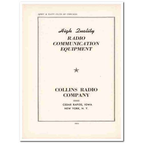 collins radio company 1943 quality equipment ww2 wartime vintage ad