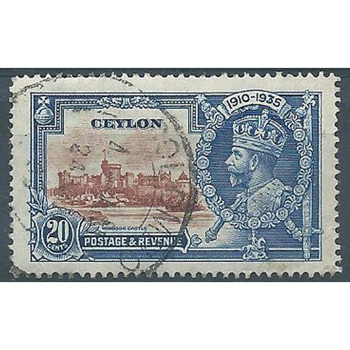 Ceylon 1935 SG381 20c Brown & Deep Blue Silver Jubilee Fine Used....