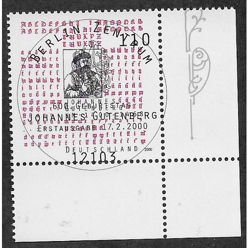 GER 2000 110pf 'JOHANNES GUTENBERG' (CORNER MARGIN) FINE USED (EBID59-428)