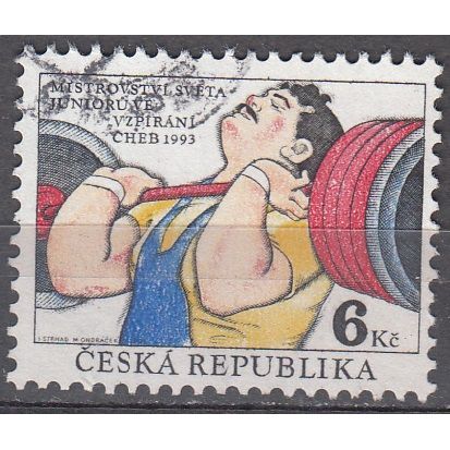 Ceska Republika 1993 Michel 8 O Cote (2009) 0.50 € Haltérophilie Cachet rond
