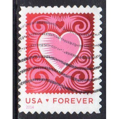 USA 2014 Love - Cut Paper Heart Forever Used