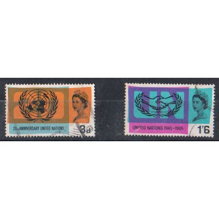GB 1965 United Nations set of 2 SG 681 & 682 used