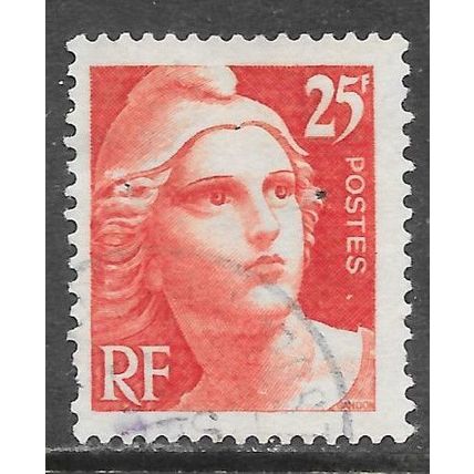 FRANCE 1945 MARIANNE LIBERTY gandon 25Fr used fault short perf