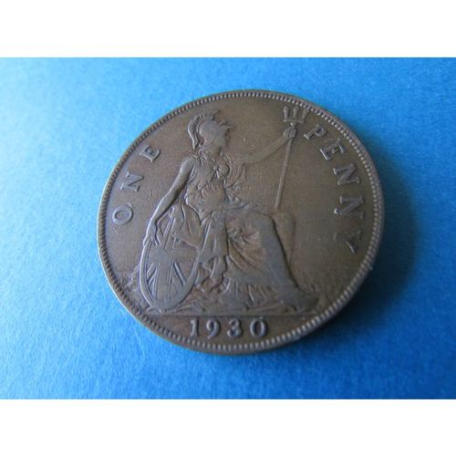 1930 GEORGE V ONE PENNY FREE POST COIN - 4. AS