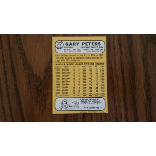 1968 Topps Card # 210 Gary Peters Very Good-Excellent (4) Chicago White Sox