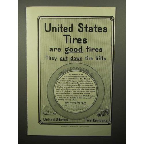 1913 United States Tires Ad - Cut Down Tire Bills