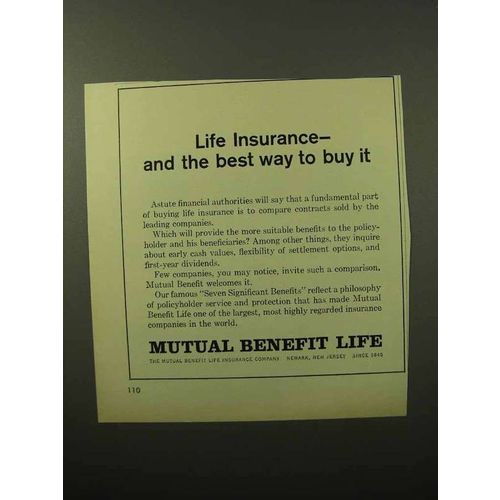 1964 Mutual Benefit Life Ad - Best Way to Buy It