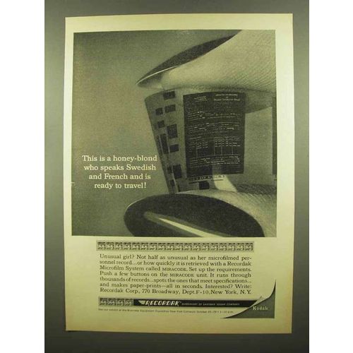 1965 Kodak Recordak Microfilm Ad - A Honey-Blond