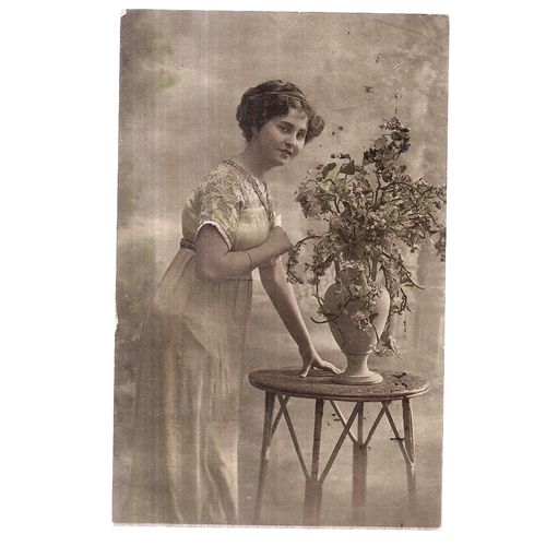 A YOUNG ENGLISH LADY VERY early 20th c .used postcard by Carlton publishing Co =