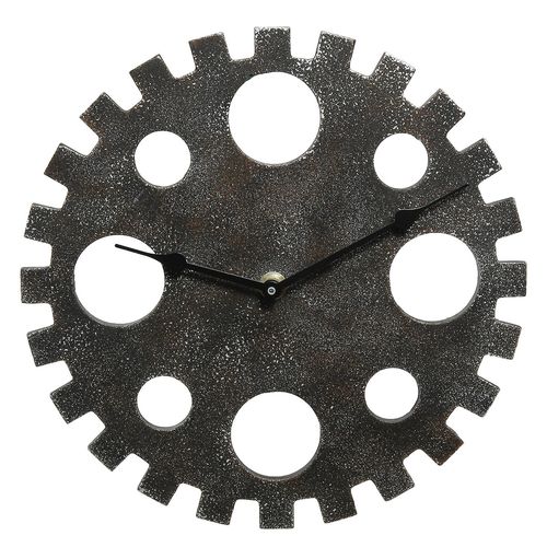 Cargo Zahnrad Uhr 25cm Metalloptik