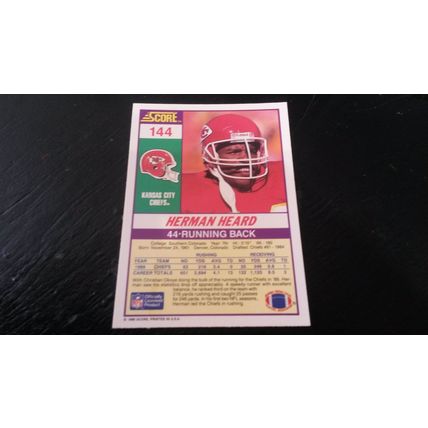 1990 Score Football Card # 144 Herman Heard Ex-Mt (6) Kansas City Chiefs