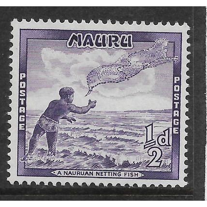 NAURU 1954 1/2d DEEP VIOLET NETTING FISH SG 48 M / MINT