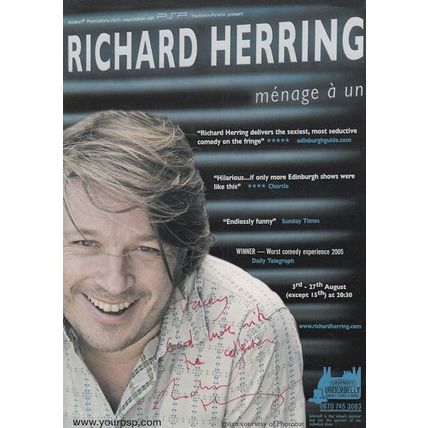 Richard Herring Menage A Un Hand Signed Live Concert Flyer