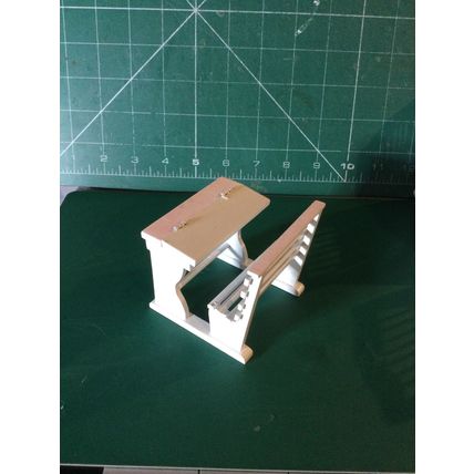 White Desk & Bench with Pink 1:12th Dolls House Miniature