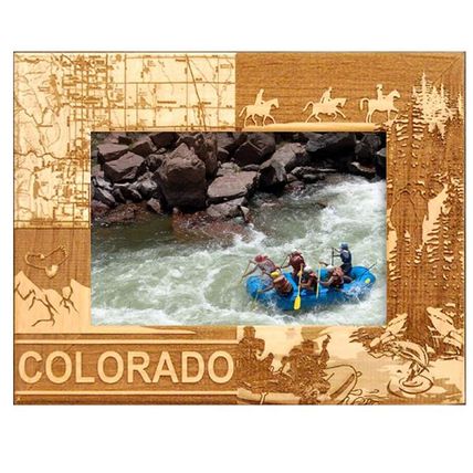 Colorado with Horses Laser Engraved Wood Picture Frame Landscape (8 x 10)