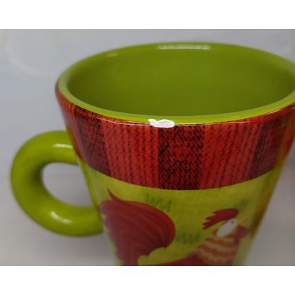Debbie Mumm For JoAnn Fabrics Set of 2 Rooster Pedestal Mugs Farm Ceramic