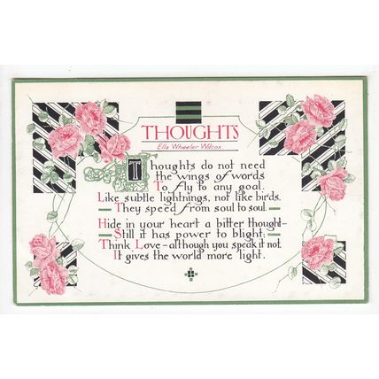 Thoughts Ella Wheeler Wilcox Verse Postcard 182