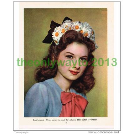 JOAN LORRING, WARNER STARLET, THE CORN IS GREEN, PRINTED PHOTO FROM FILM REVIEW,