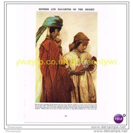 BEDUIN, MOTHER AND DAUGHTER, Book Illustration, c1953