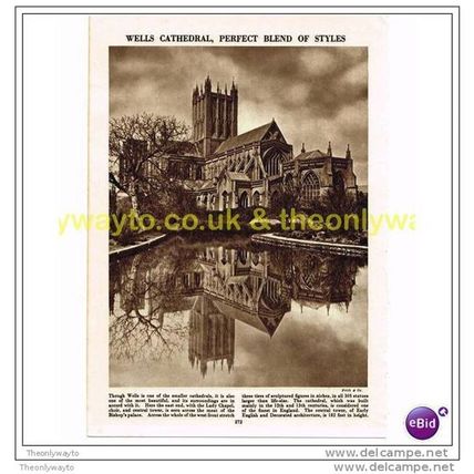 WELLS CATHEDRAL, SOMERSET, Book Illustration, c1953