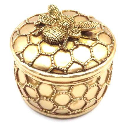 Bee Trinket Box with Hexagon Pattern 6.5 CM Great Gift Idea Home Decor Christmas