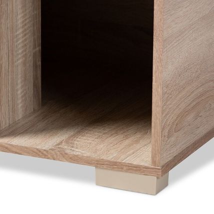 Cat Litter Box Cover Cat House Side End Table Furniture Oak Walnut Brown 2-Door