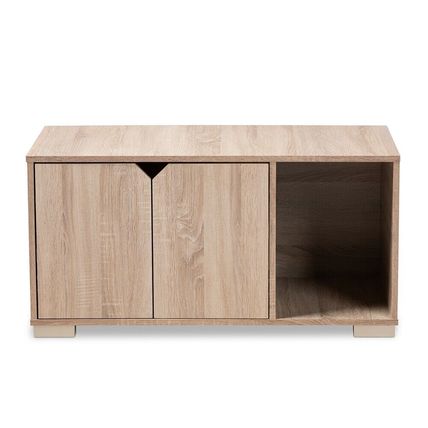 Cat Litter Box Cover Cat House Side End Table Furniture Oak Walnut Brown 2-Door
