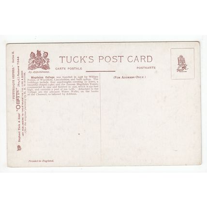 Magdalen College Oxford H B Wimbush Tucks Oilette Art Postcard 7644