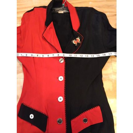 Vintage 90's Womens Paul Harris Black & Red Skirt Business Suit Size 5/6 USA