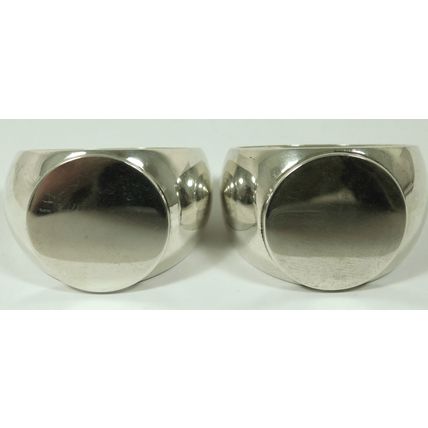 Pair Sampson Mordan & Co Solid Sterling Silver Serviette Napkin Signet Rings