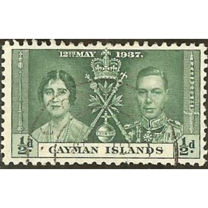 Cayman Islands KGVI 1937 Coronation ½d Green Used SG 112 Sc 97 CD 302 stamp king