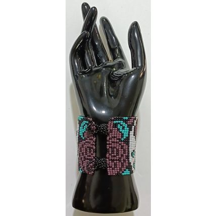 Traditional Huichol Art. Mexico Glass Seed Beads Bracelet. Día de los Muertos 1