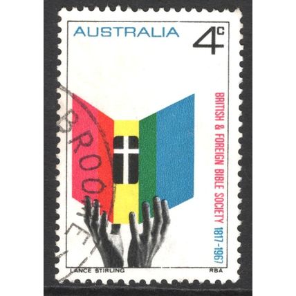 AUSTRALIA 1967: 150th ANNIVERSARY BRITISH & FOREIGN BIBLE SOCIETY - 4c USED (G2)