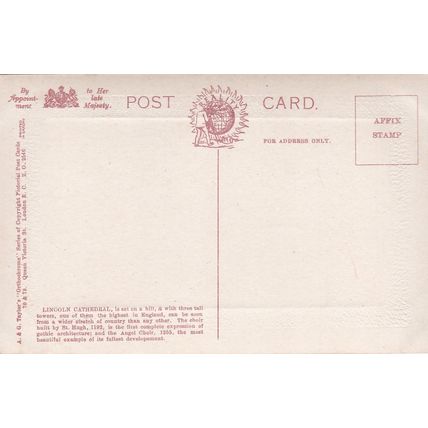 EC168 LINCOLN CATHEDRAL. COLOURED PRINTED POSTCARD