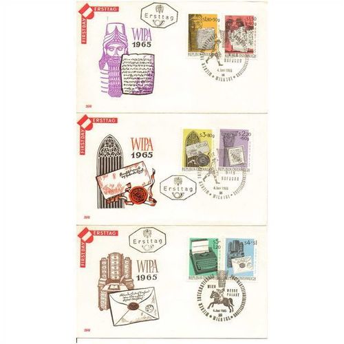 AUSTRIA REPUBLIK OSTERREICH 1965 WIPA STAMP EXHIBITION VIENNA 3 x FDC