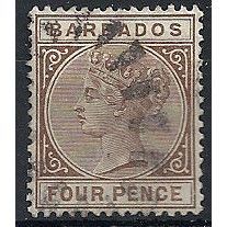 Barbados 1885 SG98 4d Pale Brown Fine Used .. ..