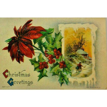 Christmas Greetings "A Sunshine Card" Ser. 327 Vinatge Postcard A6