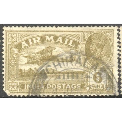 India 1929 - KGV 6a olive brown - De Havilland Hercules - used
