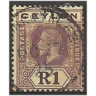 Ceylon 1912 SG315 1 Rupee Purple/Yellow Fine Used . .. .