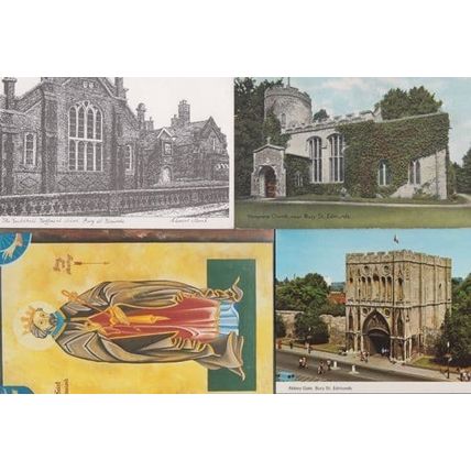Bury St Edmunds Hengrave Church Christian Novels Book Bures Antique 4x Postcard
