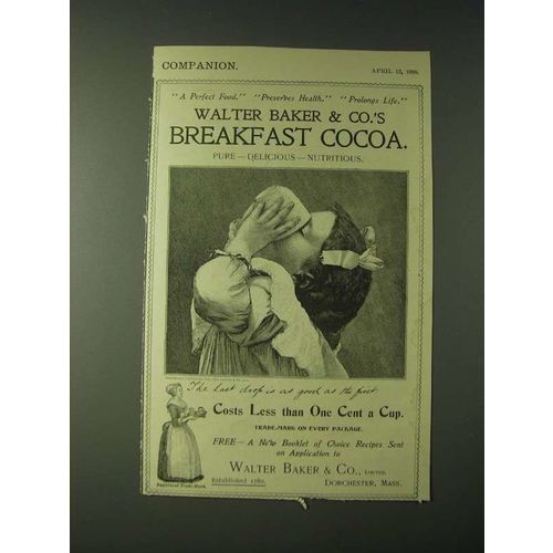 1900 Walter Baker & Co.'s Breakfast Cocoa Ad - A Perfect Food Preserves Health