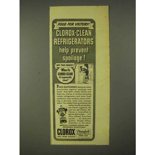 1943 Clorox Bleach Ad - Food For Victory