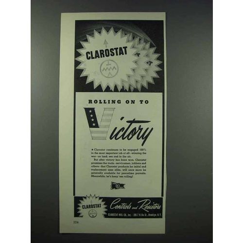 1943 Clarostat Controls and Resistors Ad - Victory