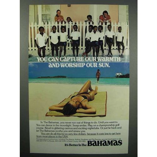 1980 Bahamas Tourism Ad - Capture Warmth Worship Sun