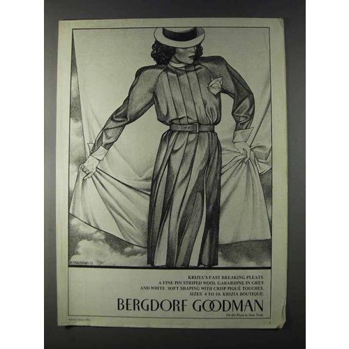 1980 Bergdorf Goodman Krizia Pin Striped Gabardine Ad
