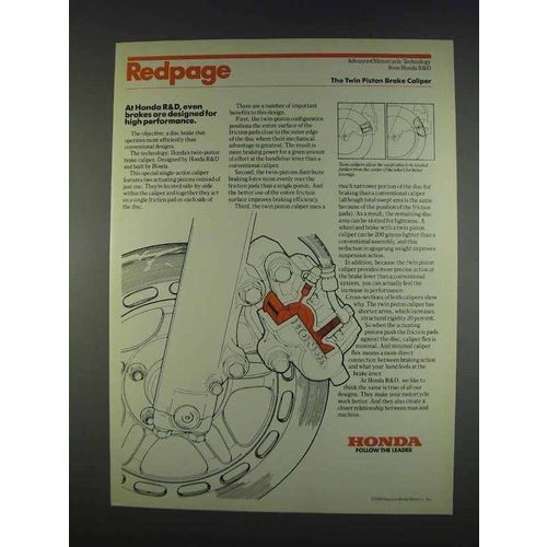 1982 Honda Twin Piston Brake Caliper Ad