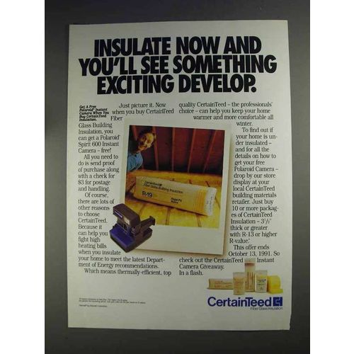 1991 CertainTeed Fiber Glass Insulation Ad
