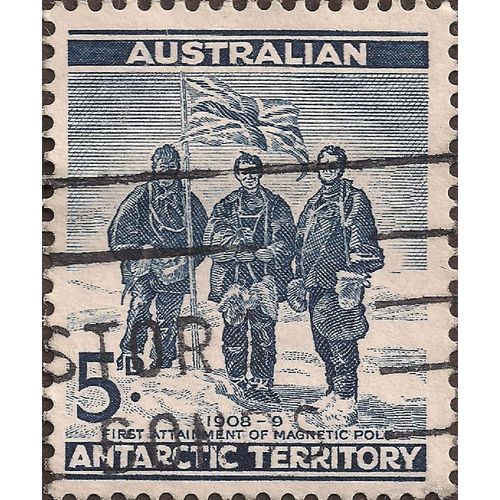 AUSTRALIA ANTARCTIC, Reaching the Magnetic Pole, blue 1959, 5d