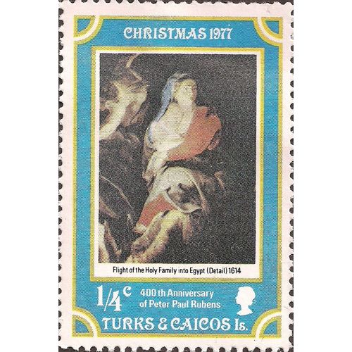 TURKS & CAICOS IS, Flight of the Holy Family, Rubens, blue 1977, ¼cent