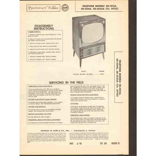 TRUETONE model 21T35 TV television receiver Sams Photofact manual